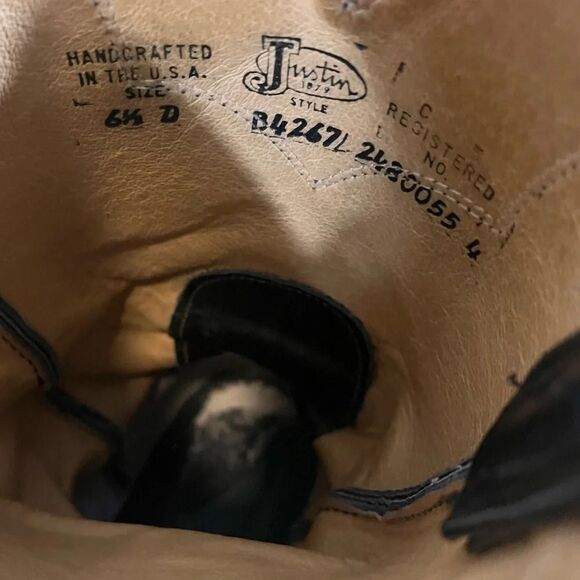 Justin Black Round Toe Boots‎ Size 6 1/2 D - Picture 10 of 11